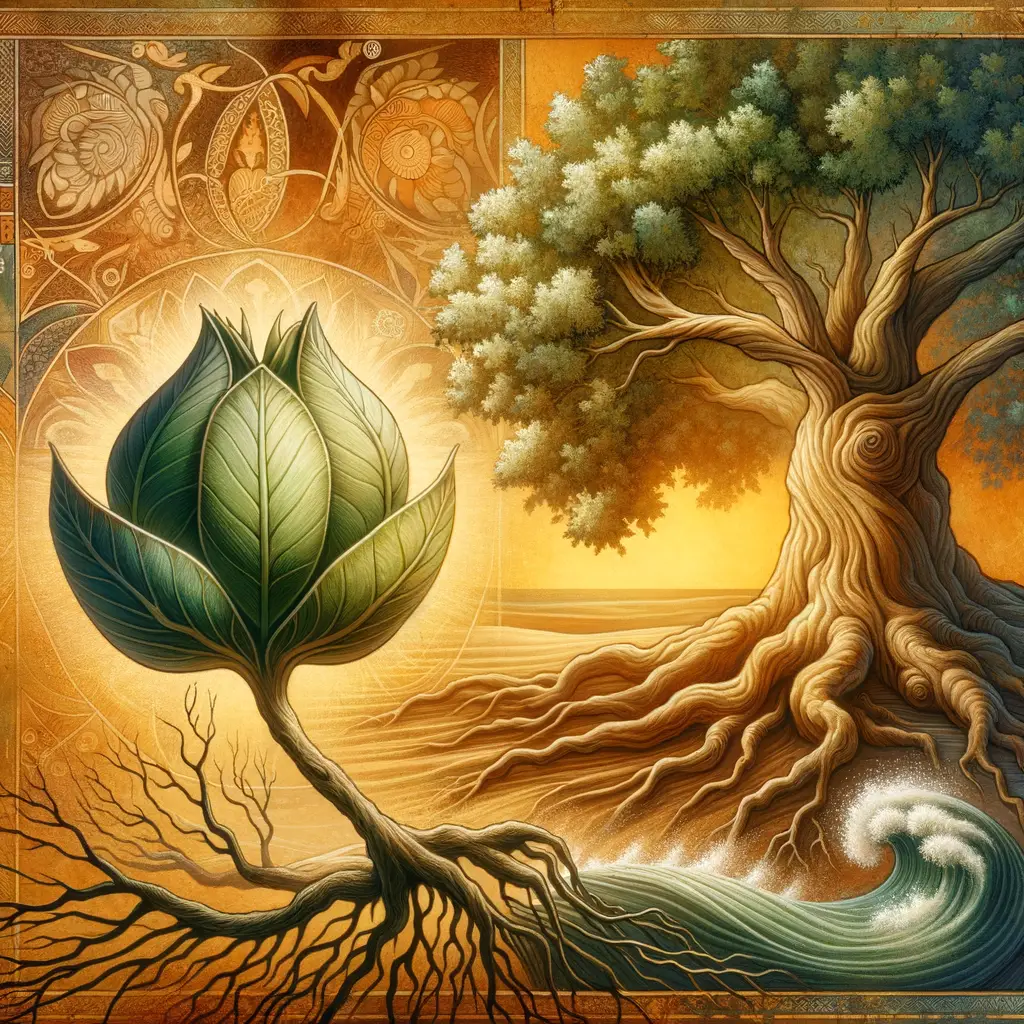 Whispers of Resilience: A Blossom Between Emerald and Gold