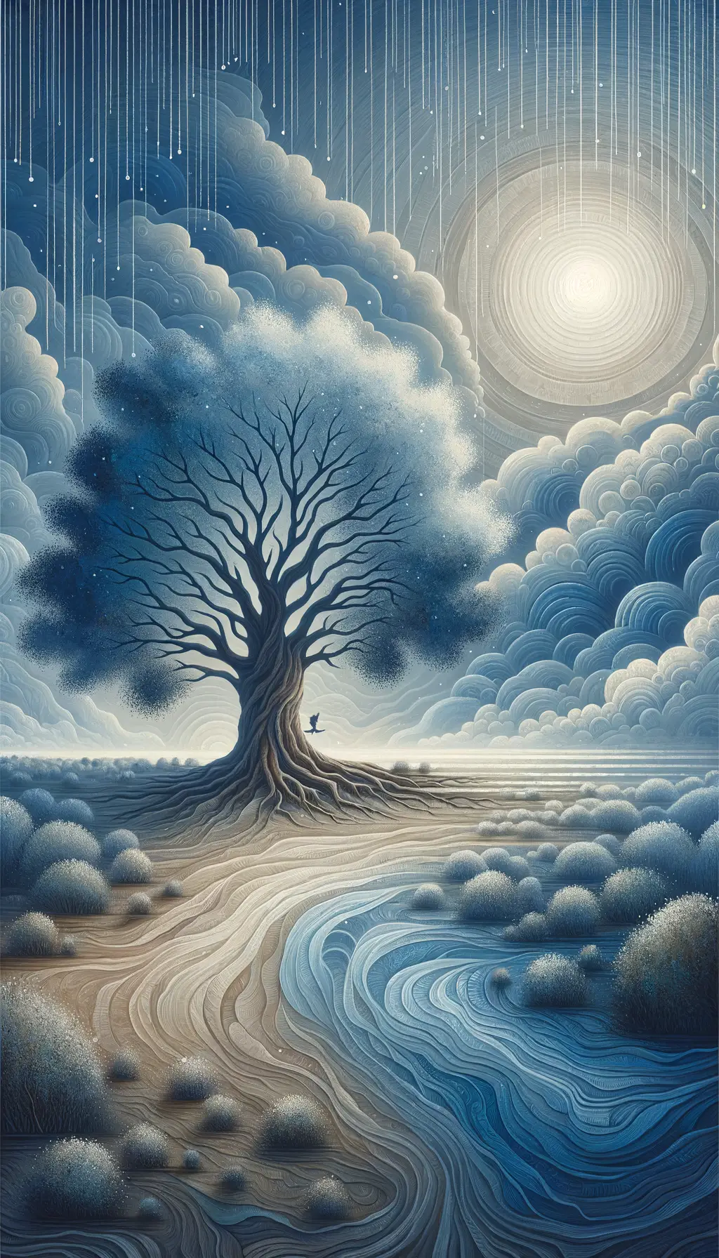 Serenity's Arboreal Embrace: Healing Rain's Whisper