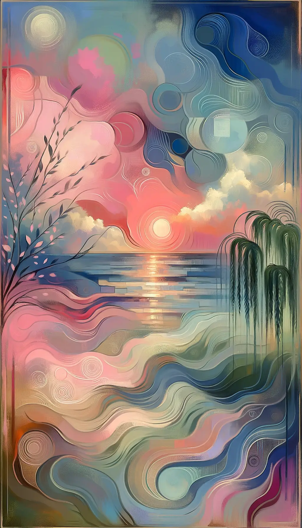 Whispers of the Heart: Willow Embrace at Sunset