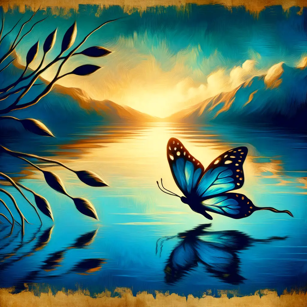 Whispers of Transformation: A Butterfly's Dance by the Tranquil Lake