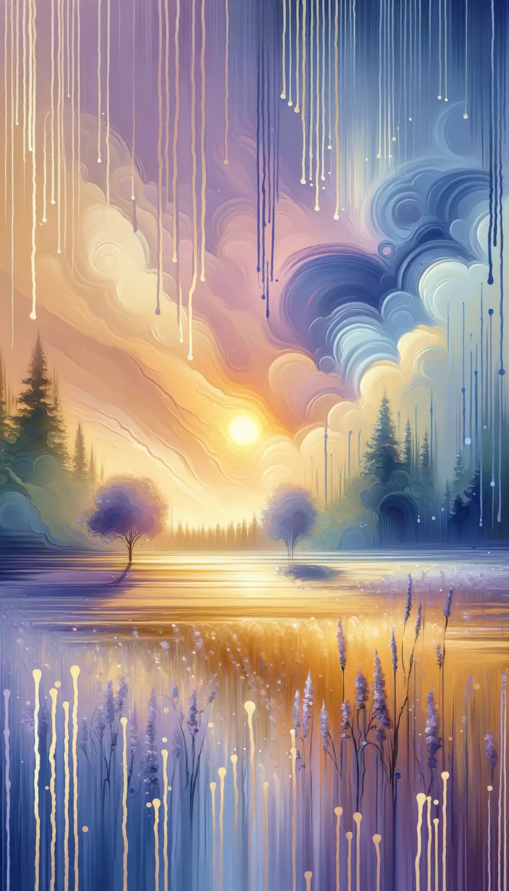 Whispers of Tranquility: Rain-soaked Meadows in Lavender Hues