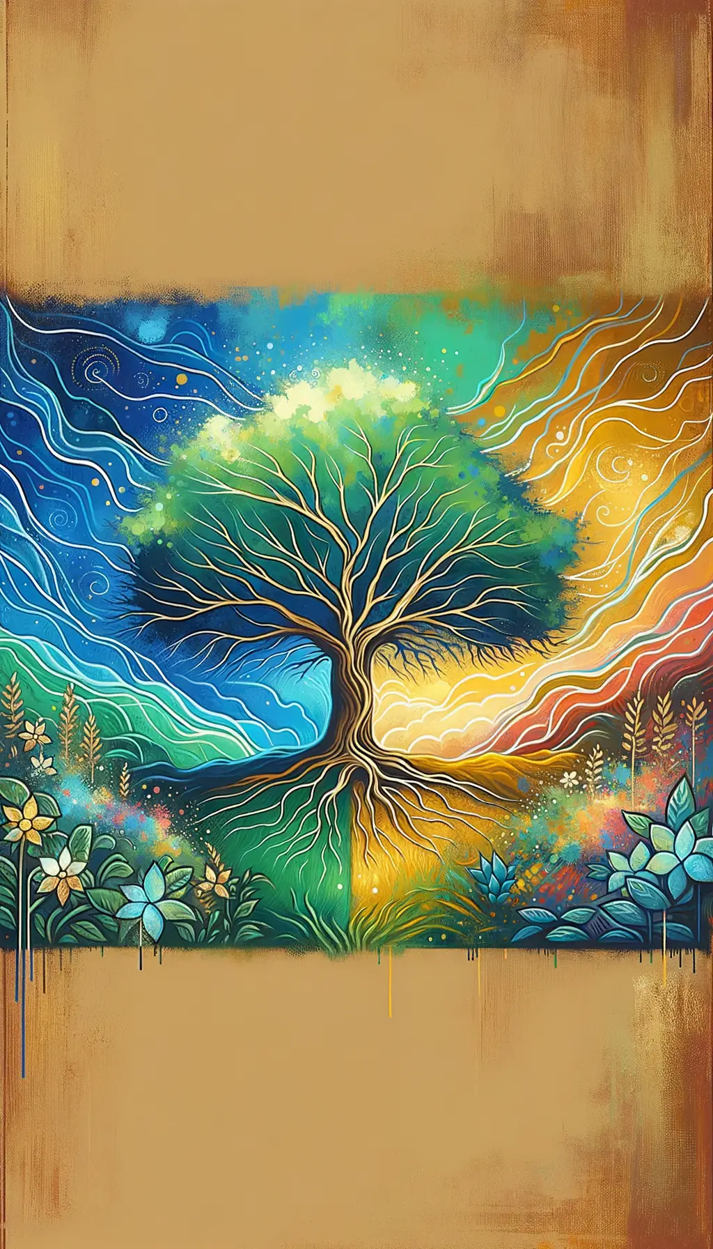 Resilience Blooms: A Healing Oak Amidst the Garden