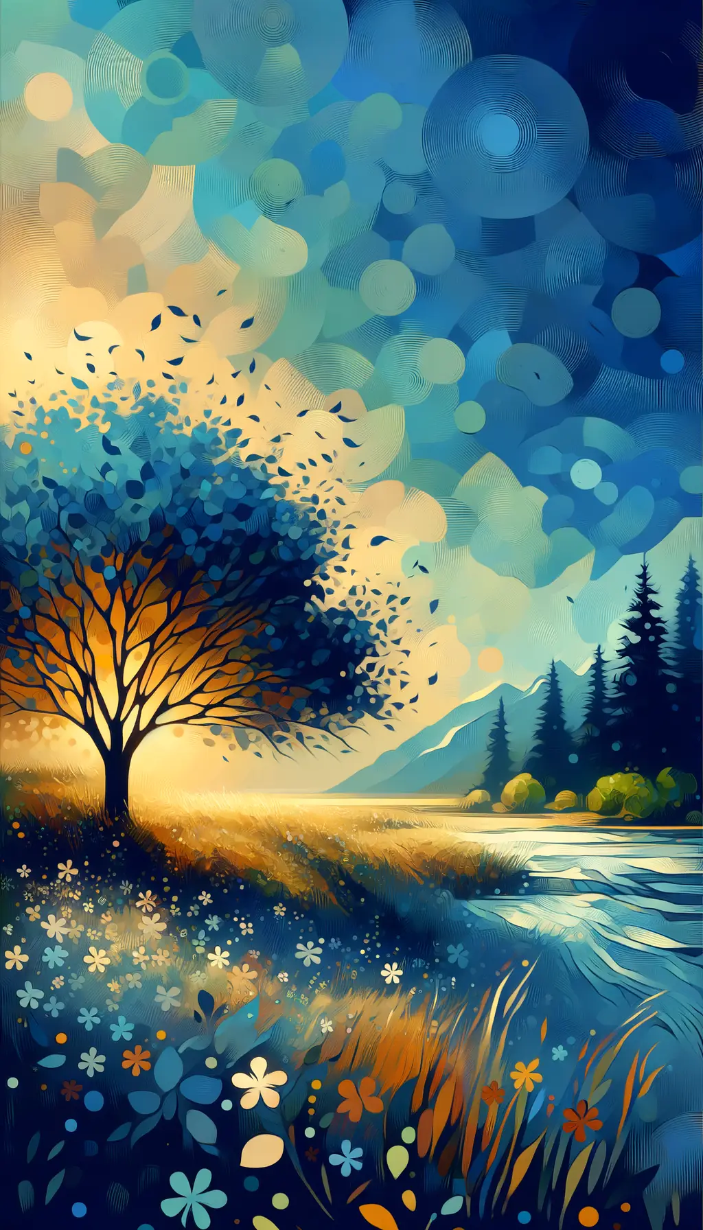 Whispers of Sapphire Tranquility: A Meadow's Healing Embrace