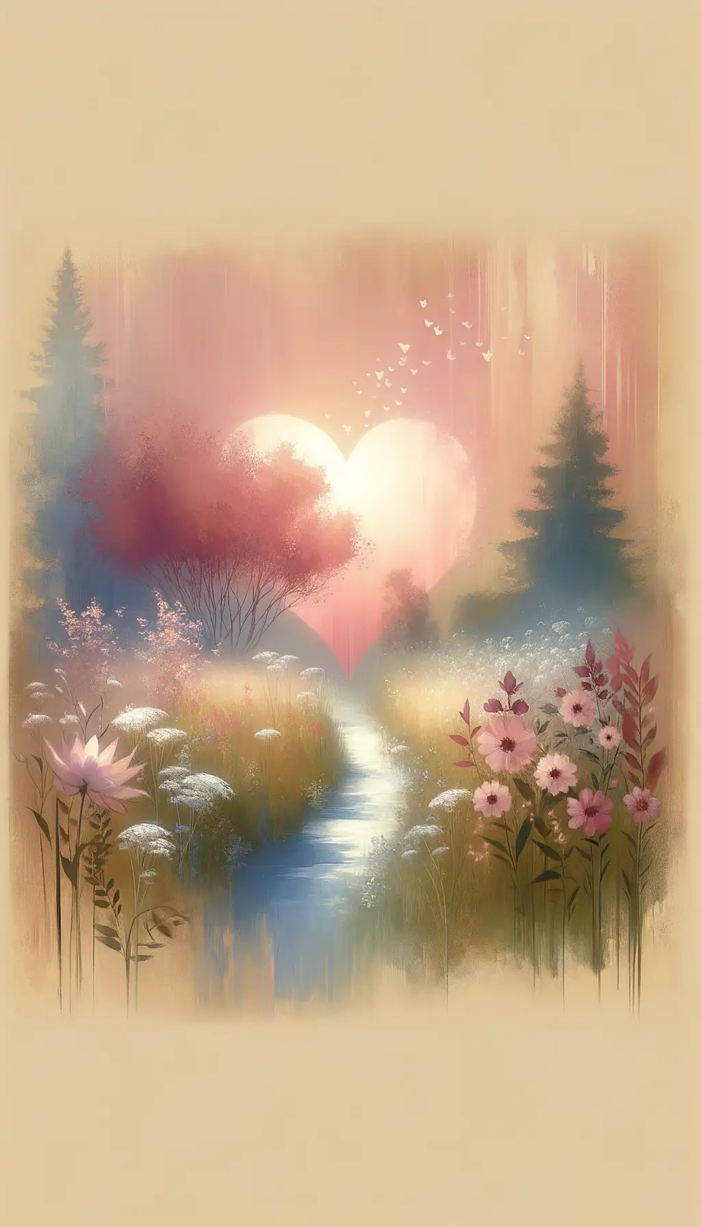 Whispers of Meadows: Embrace Within Soft Pastel Veils