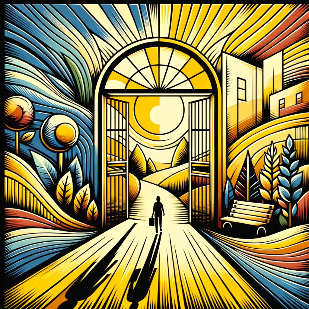 Thresholds of Courage: A Sunlit Journey in Yellow