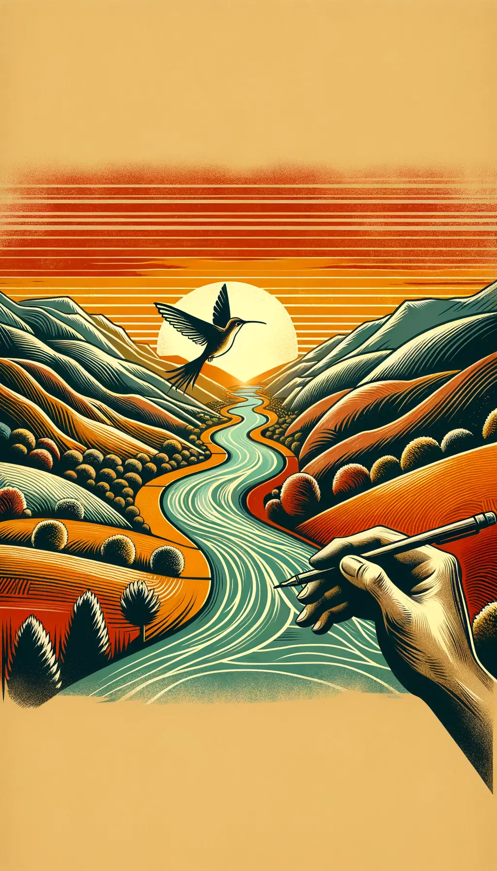 Whispers of Healing: Sunset's Path Through the Mind's Hills