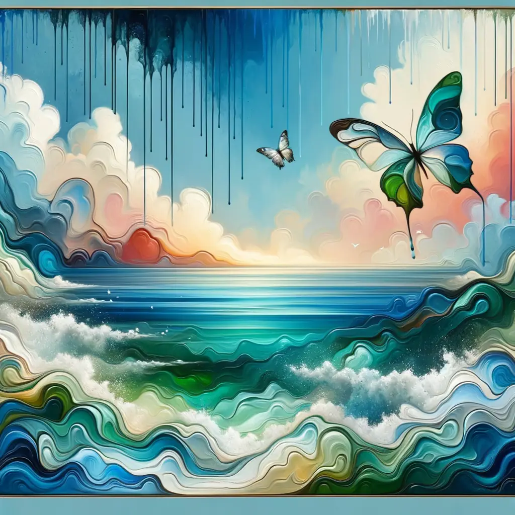 Whispers of Azure Embrace: Relationship's Butterfly Dance