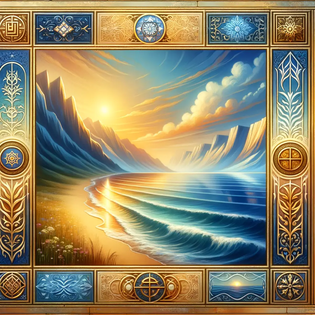 Ocean's Serenade: Sunset Sands and Summit Veil