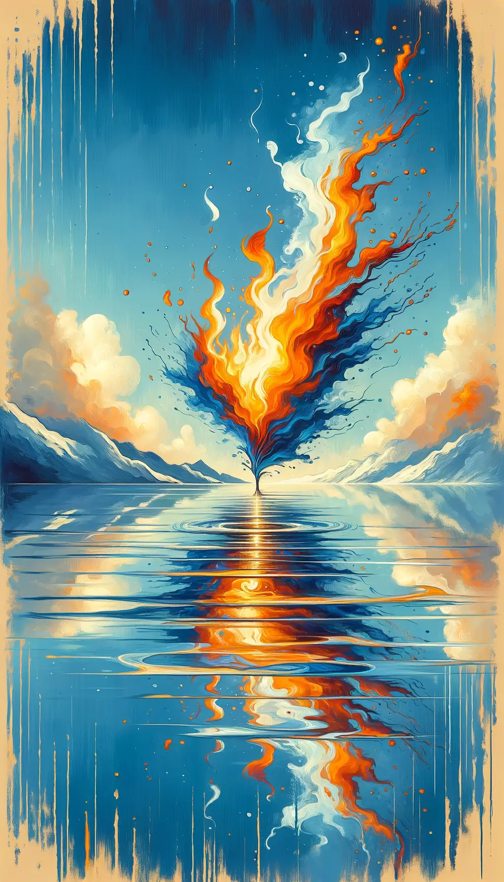 Ephemeral Renewal: A Phoenix's Voyage on the Tranquil River