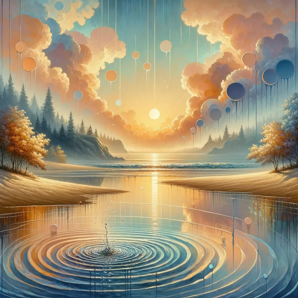 Sunset Serenade: Whispering Leaves in Healing Waters