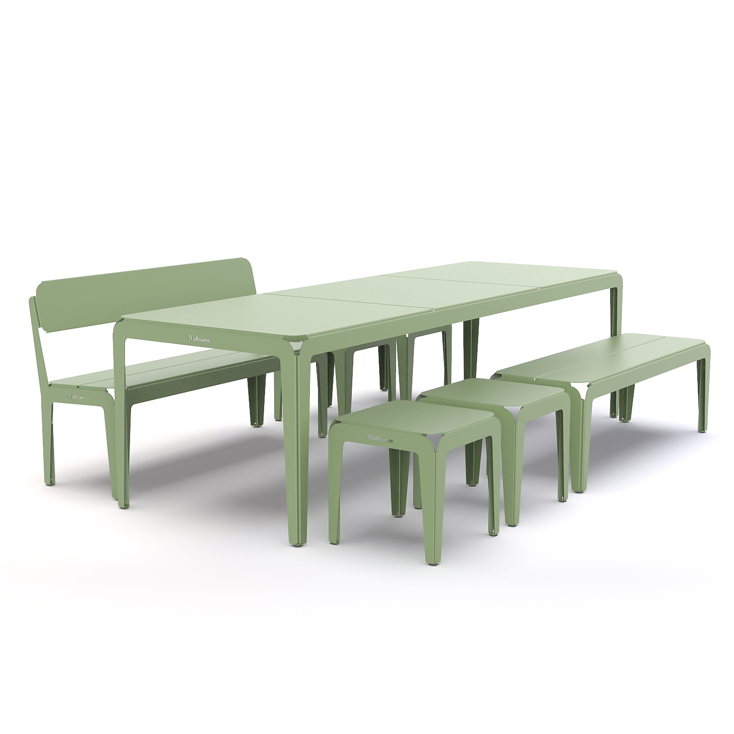 Weltevree-green-bended-bench-table-stool