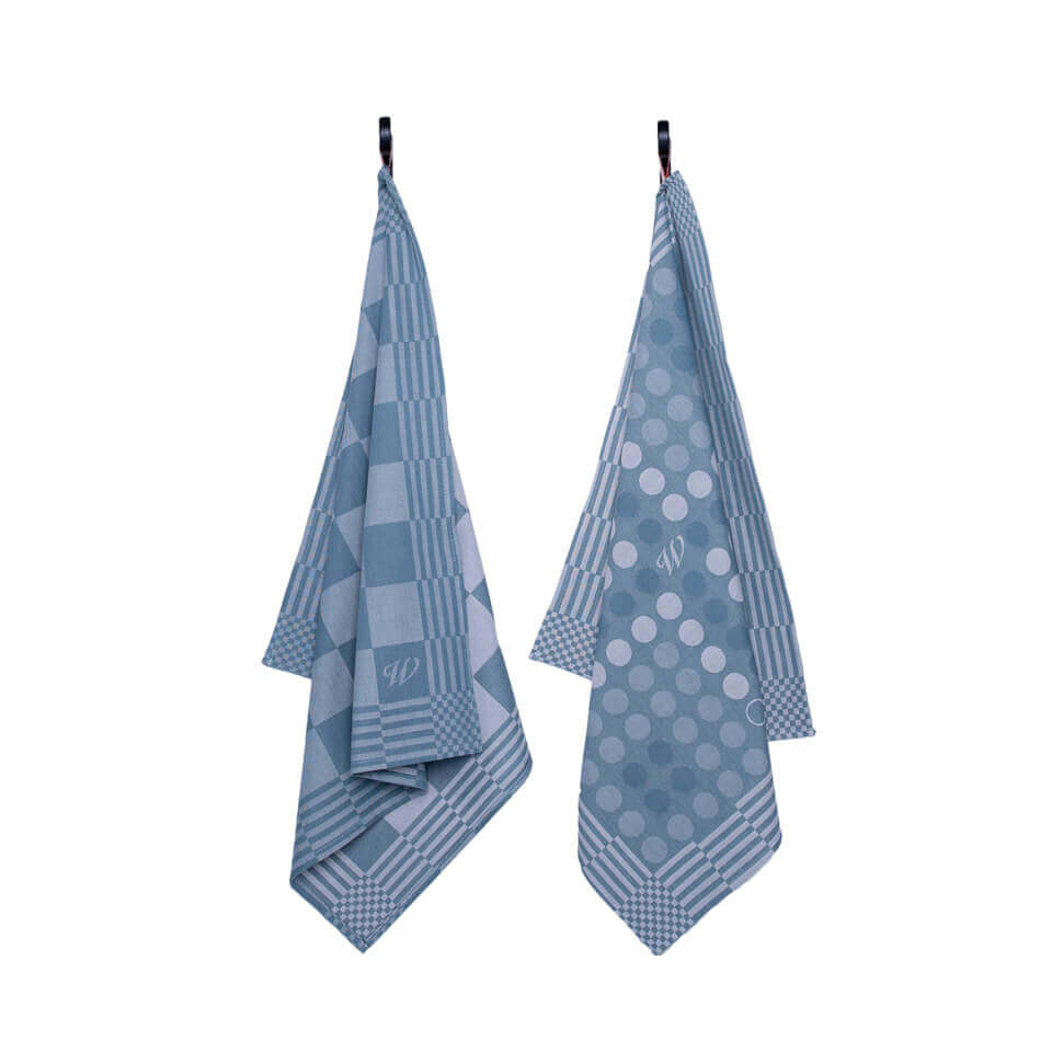 Teal And White Striped Tea Towel Sets