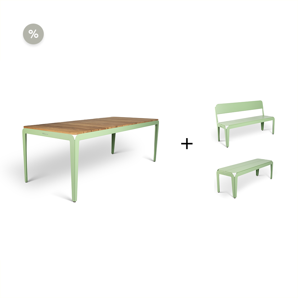 Bended table wood including benches