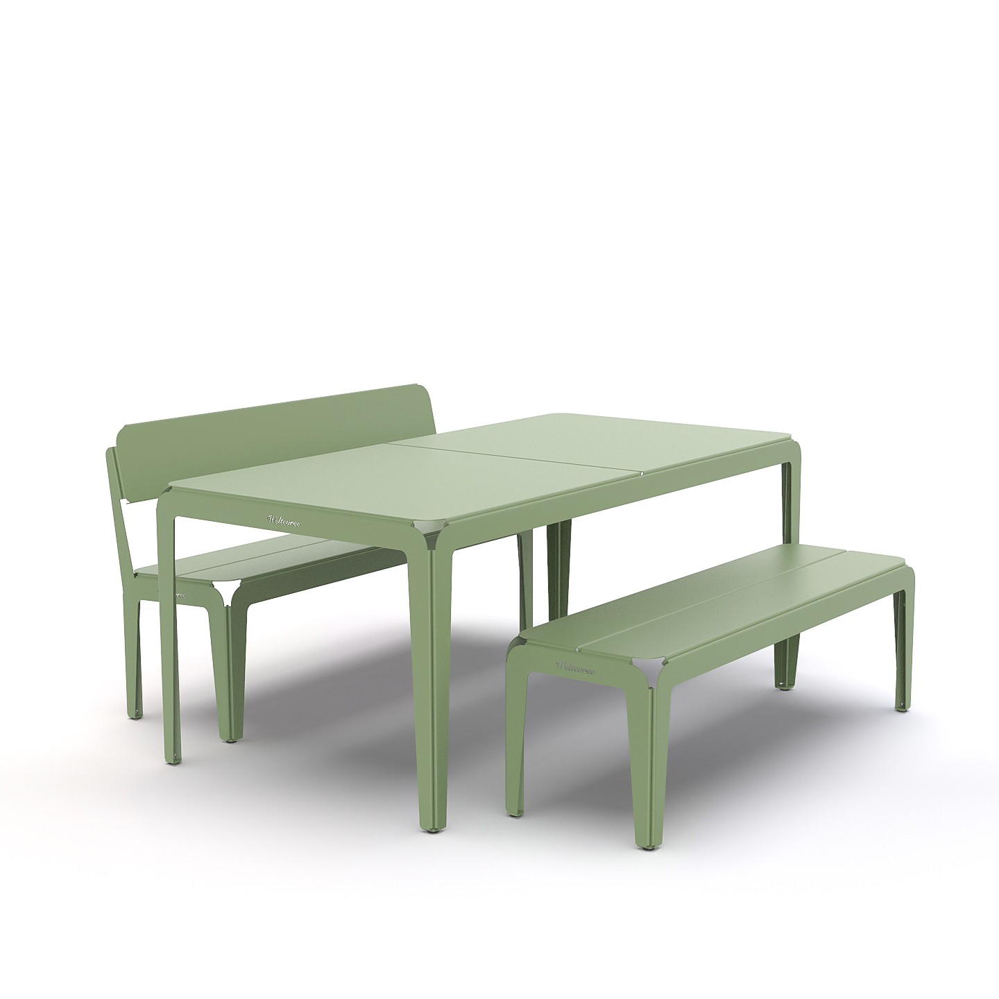 Weltevree-groen-bended-table-bench