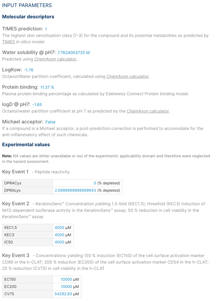 SaferSkin tutorial - report: 3 BN input parameters