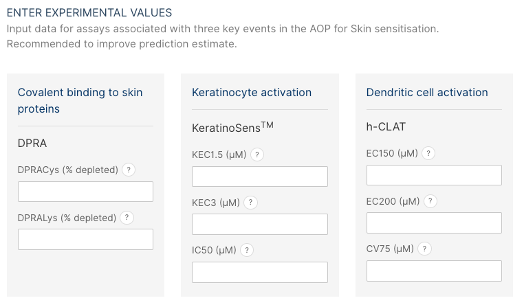 SaferSkin tutorial: 4 BN experimental values