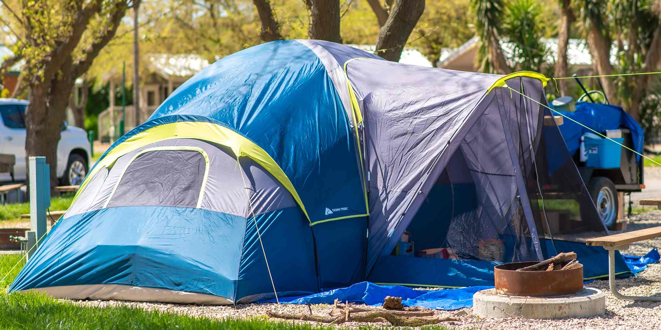 A tent setup at Camp Fimfo Waco