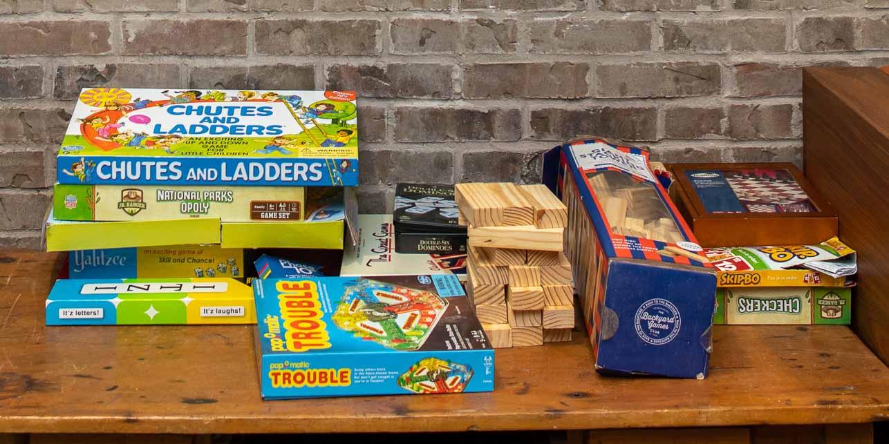 Board games at Squirrely's Tavern at Camp Fimfo Waco