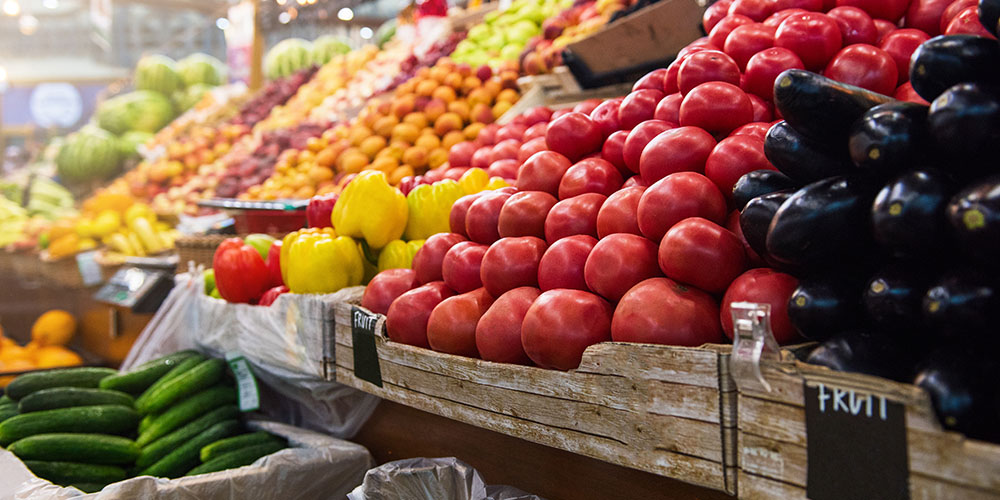 A variety of vegetables at the Old Gruene Market Days in Texas Hill Country.