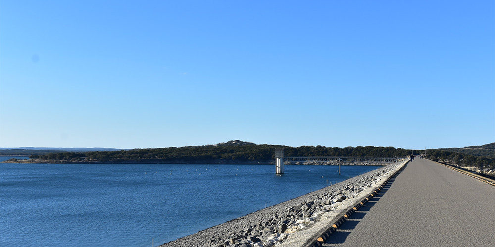 Walk across the dam and enjoy the wonderful views of Canyon Lake, TX.