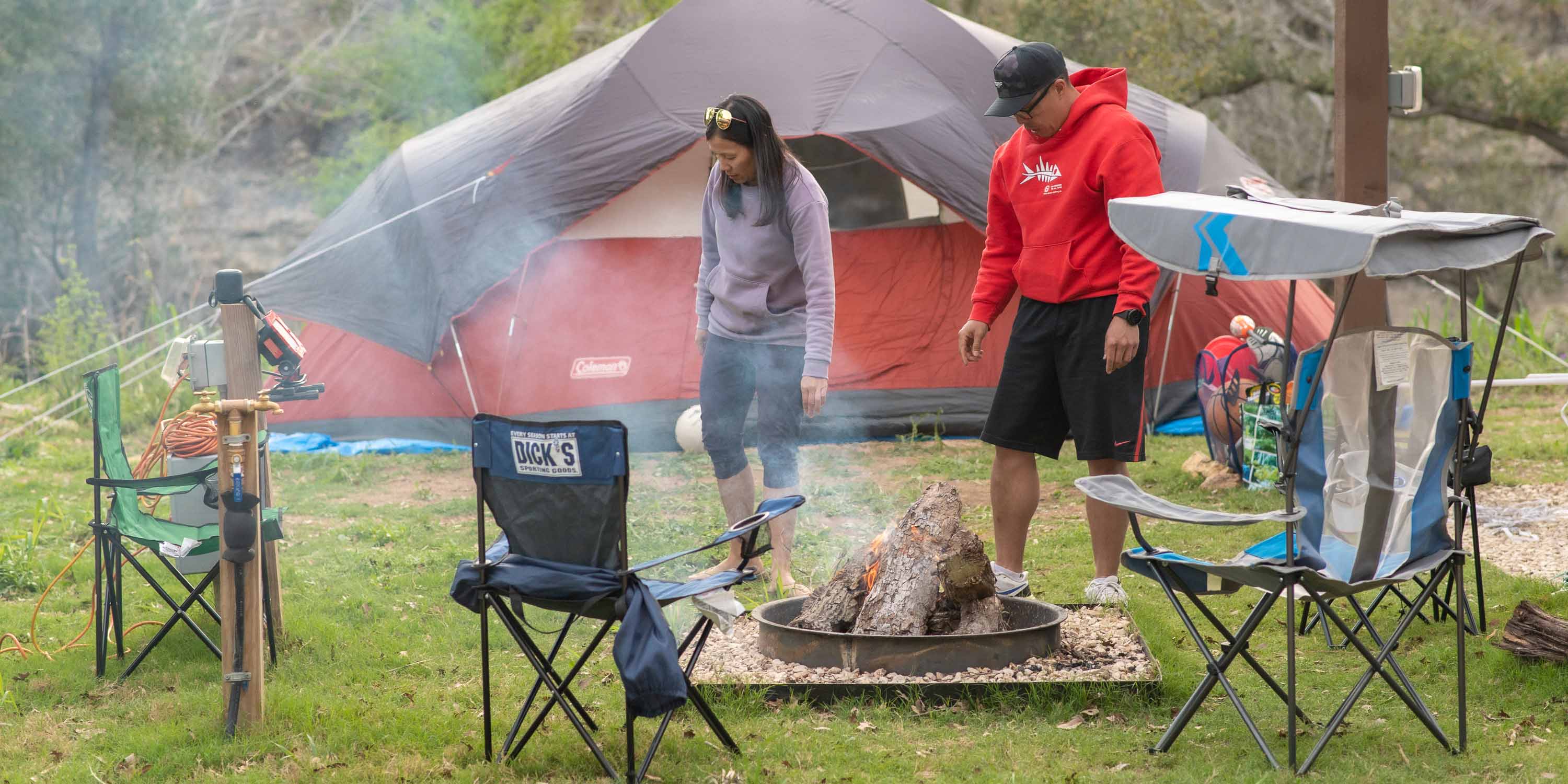 Rustic tent sites at Camp Fimfo