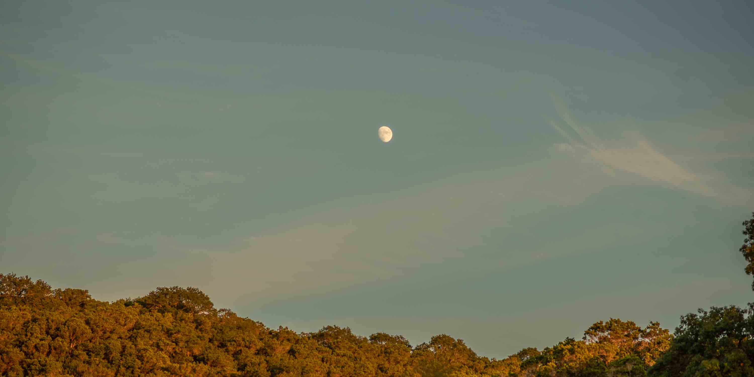 The moon in the sky above Camp Fimfo