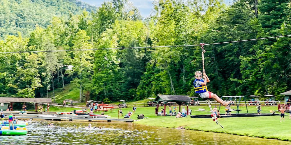 Water Zipline at Jellystone Park Golden Valley