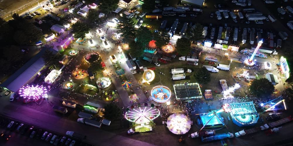 An aerial view of the Northwestern Michigan Fair.