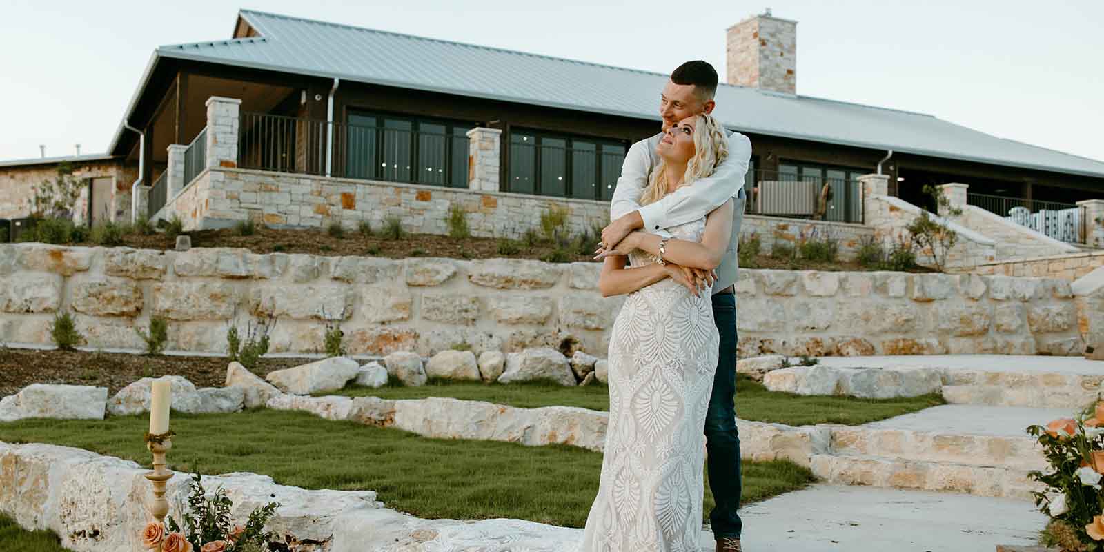 A couple at Willow Ridge Wedding & Event Center in New Braunfels, TX