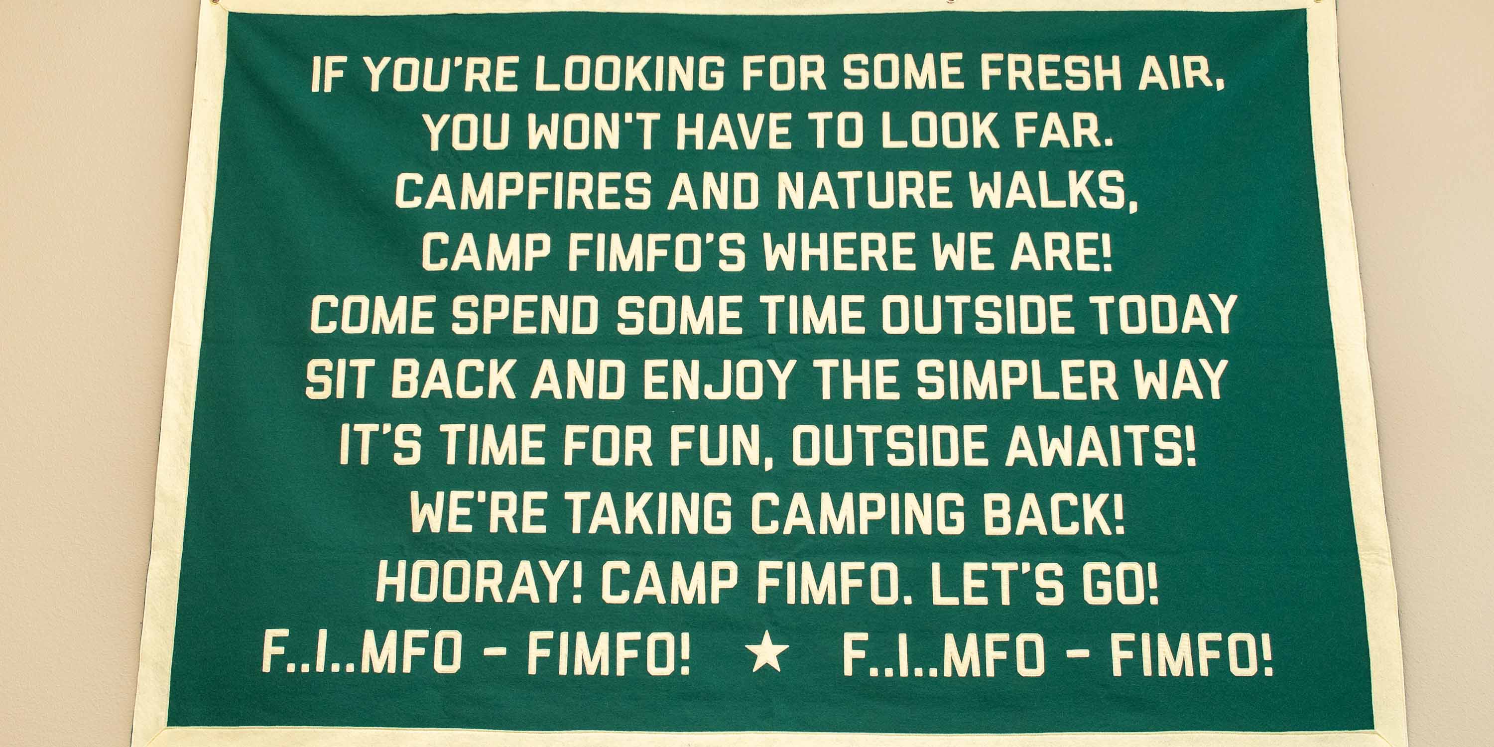 The Camp Fimfo song printed on wall decor