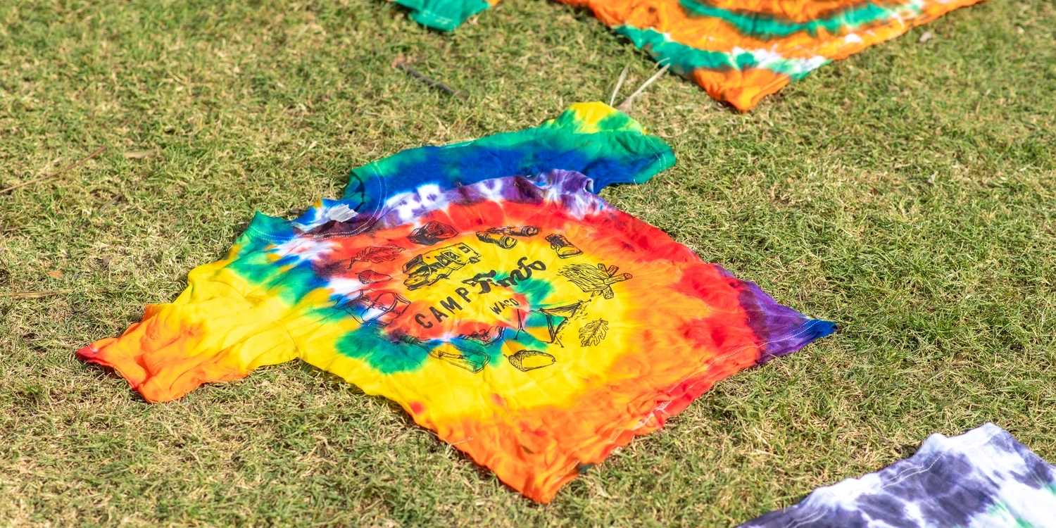 A tie-dyed shirt at Camp Fimfo Waco