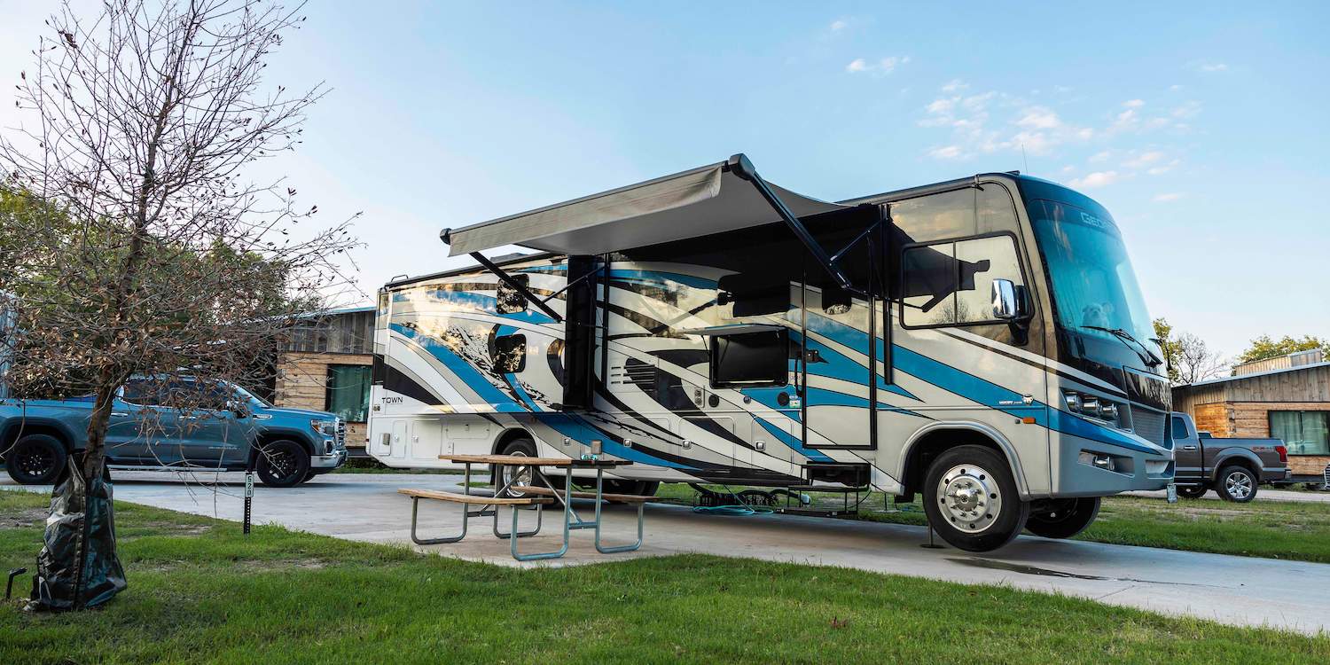 A Red Carpet RV Site at Camp Fimfo Waco