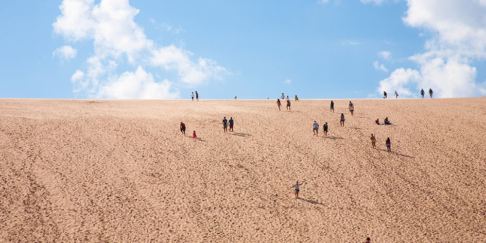 The sand dunes are one of Traverse City's best hiking trails. 