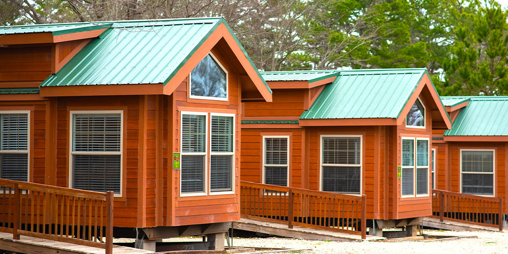 Our Loft Cabins lined up next to each other. 