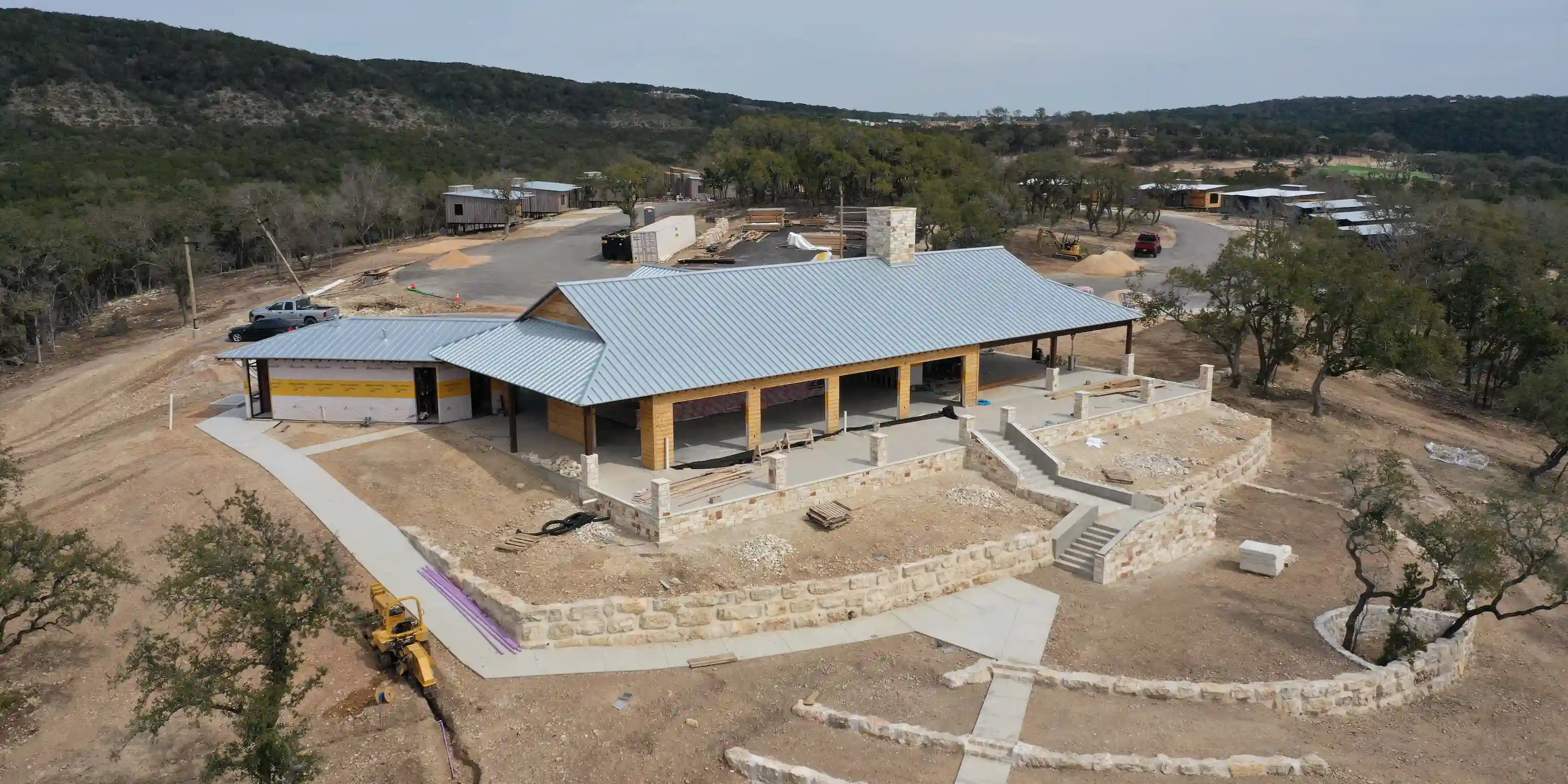 An aerial view of Willow Ridge at Camp Fimfo Texas Hill Country