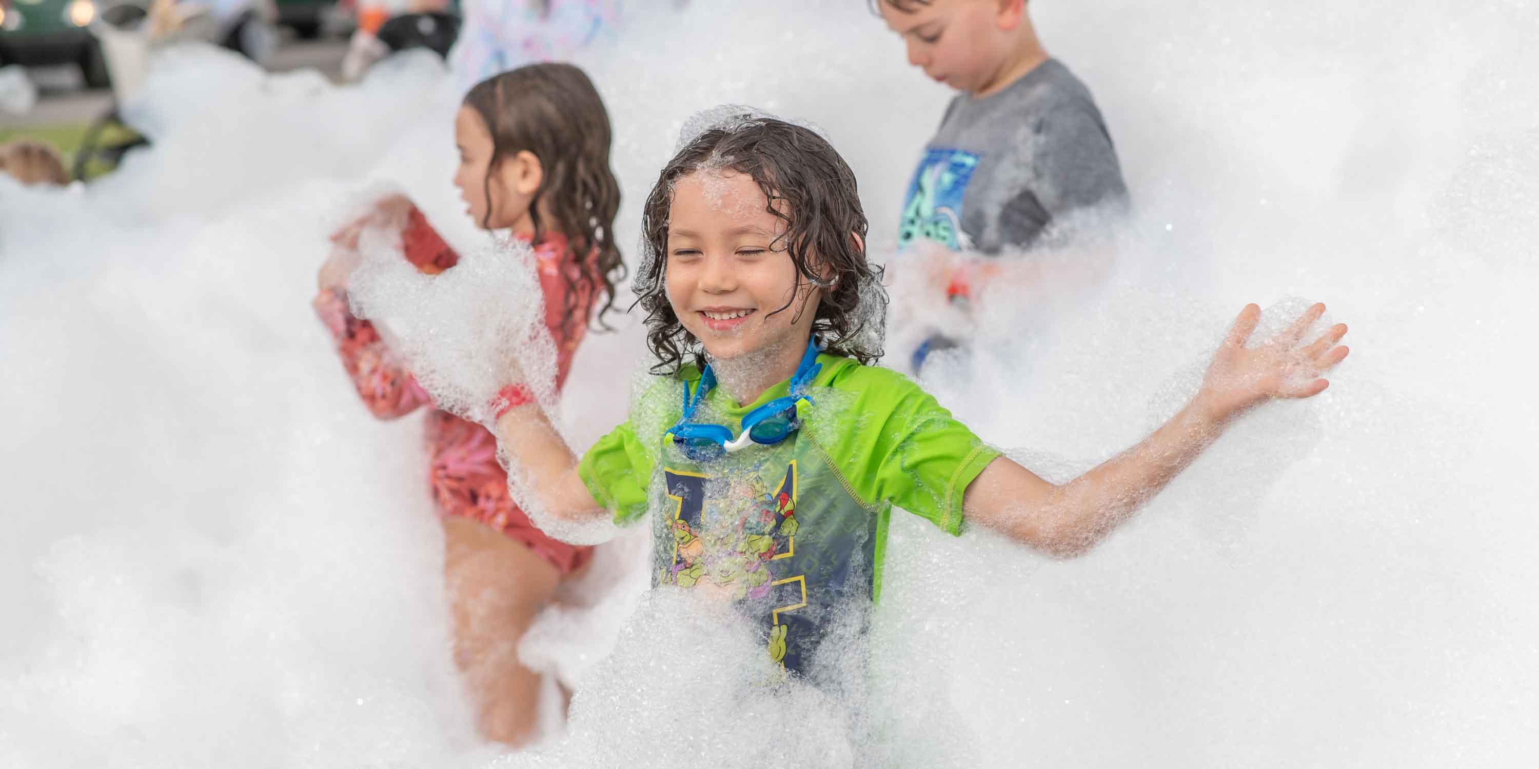 A foam party at Camp Fimfo