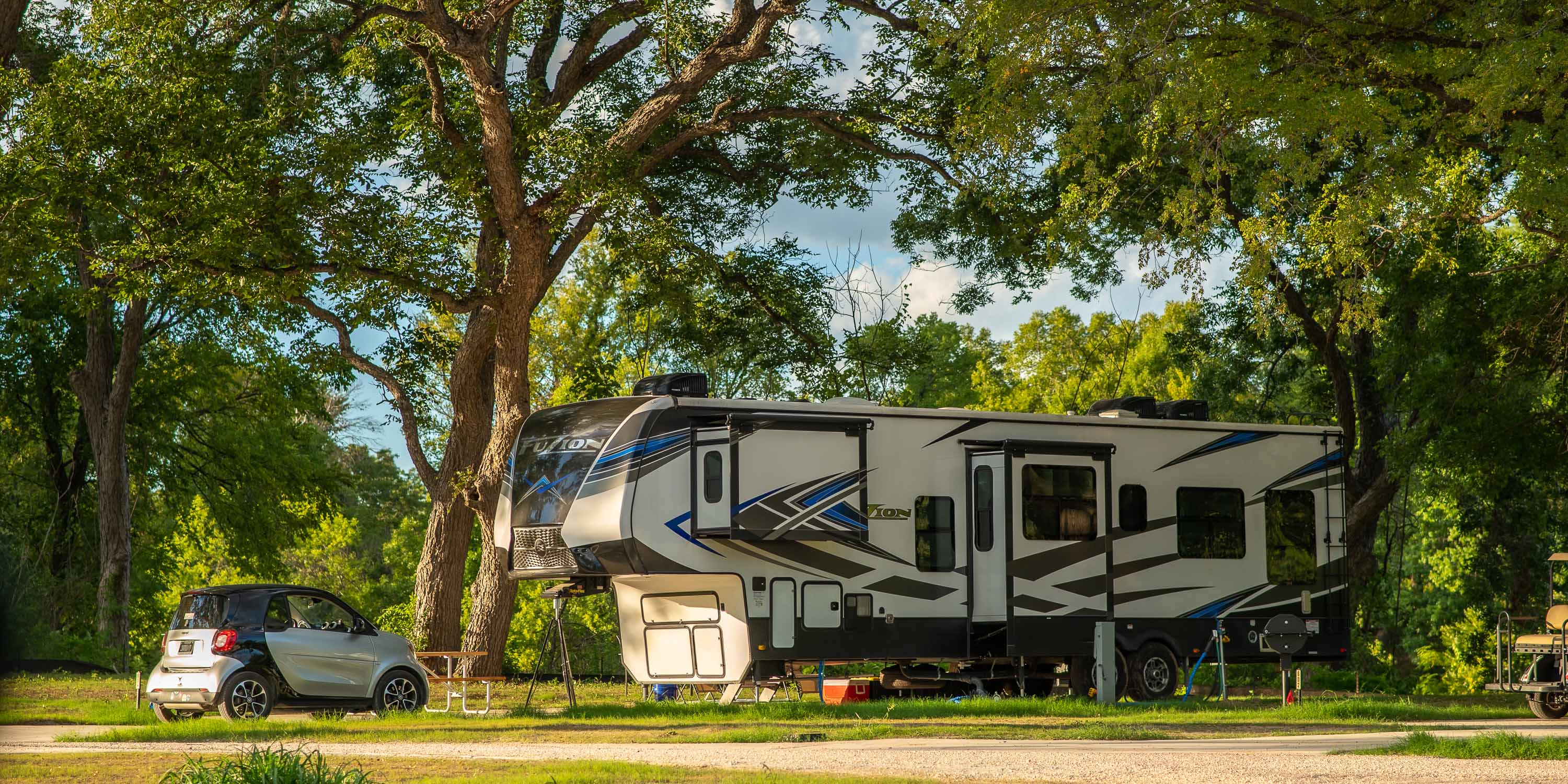 An RV site at Camp Fimfo Waco