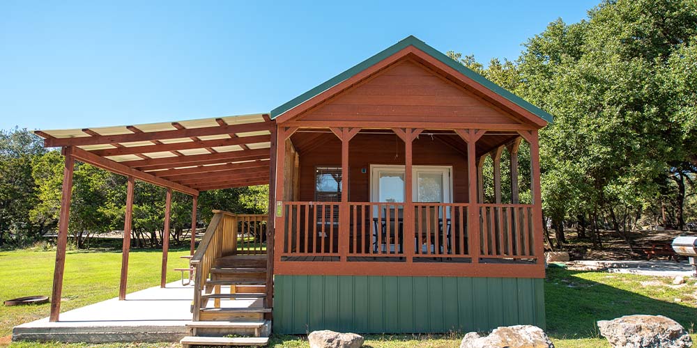 One of our beautiful Yogi Bear ™ Cabins at Jellystone Park Hill Country.