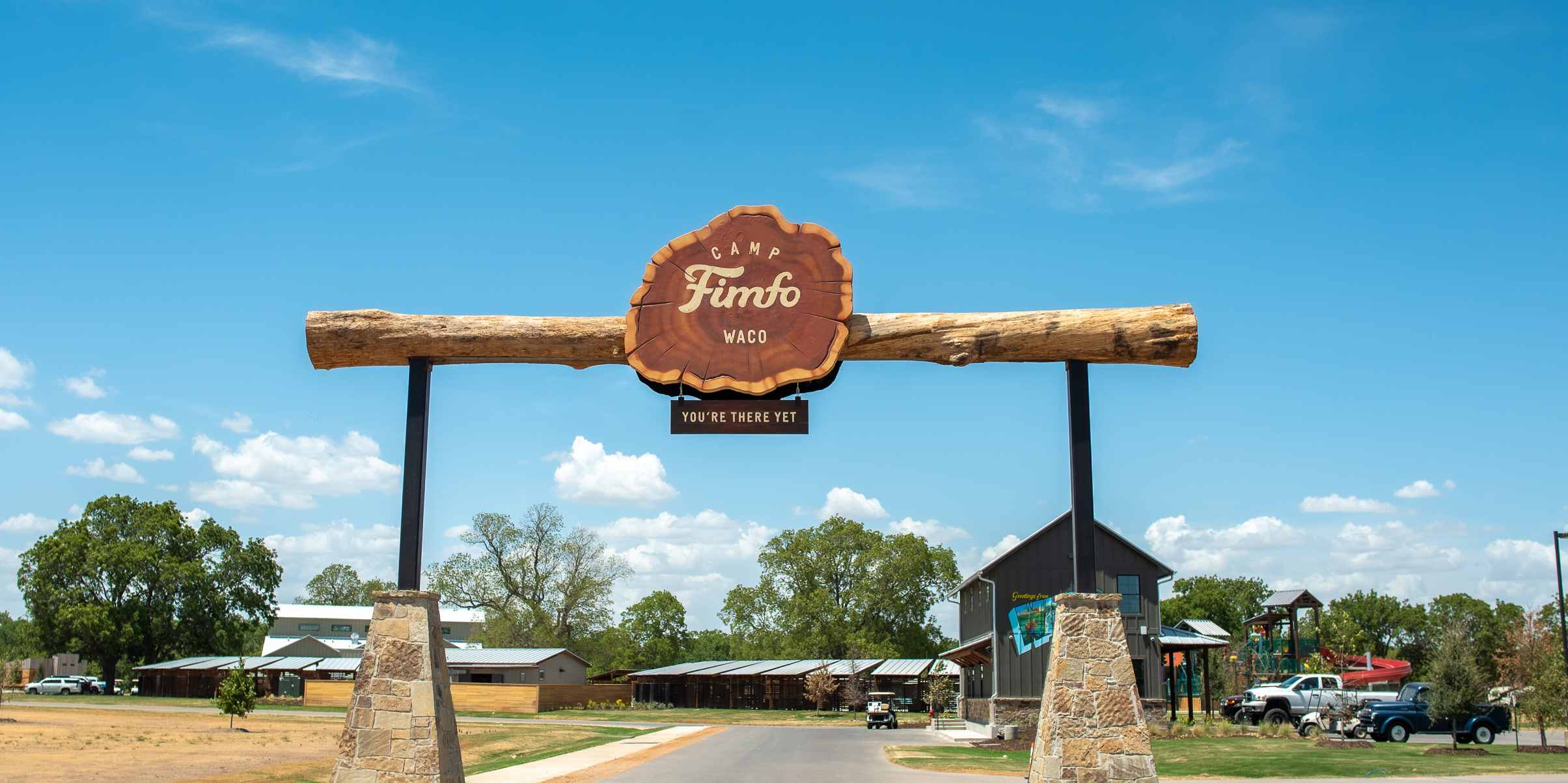 The Camp Fimfo Waco entrance sign in Waco, TX