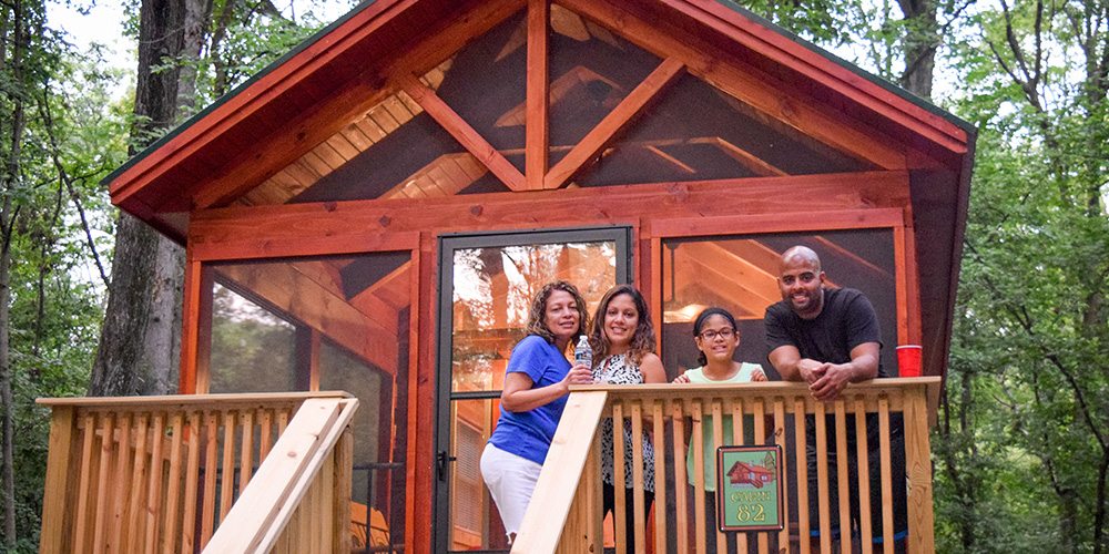 Choose from 11 cabin types when staying at our Maryland Camp-Resort.