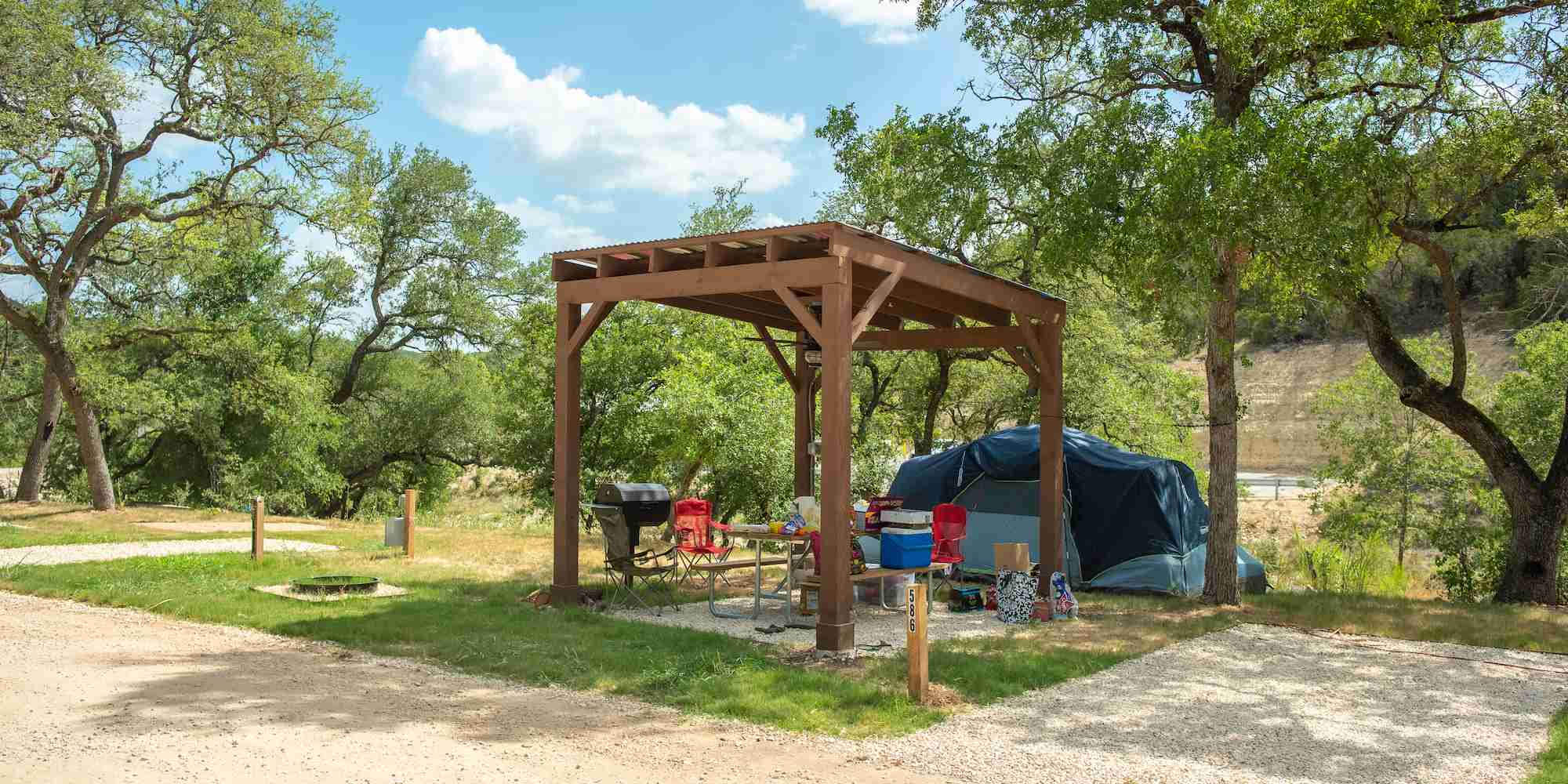 A tent at Camp Fimfo Texas Hill Country