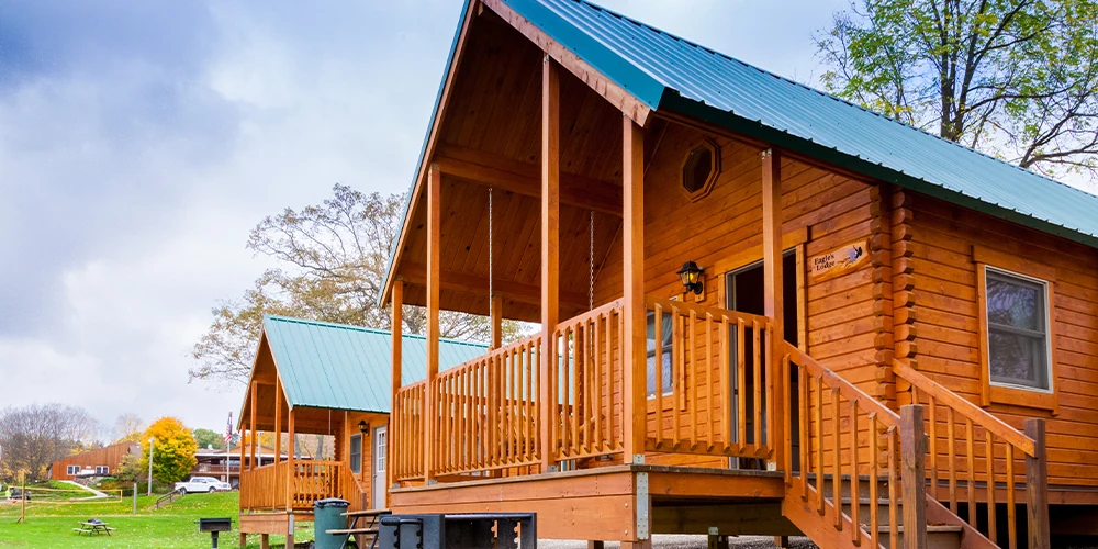 Choose from 8 different cabins for rent from luxury cabins with hot tubs to more rustic cabins.