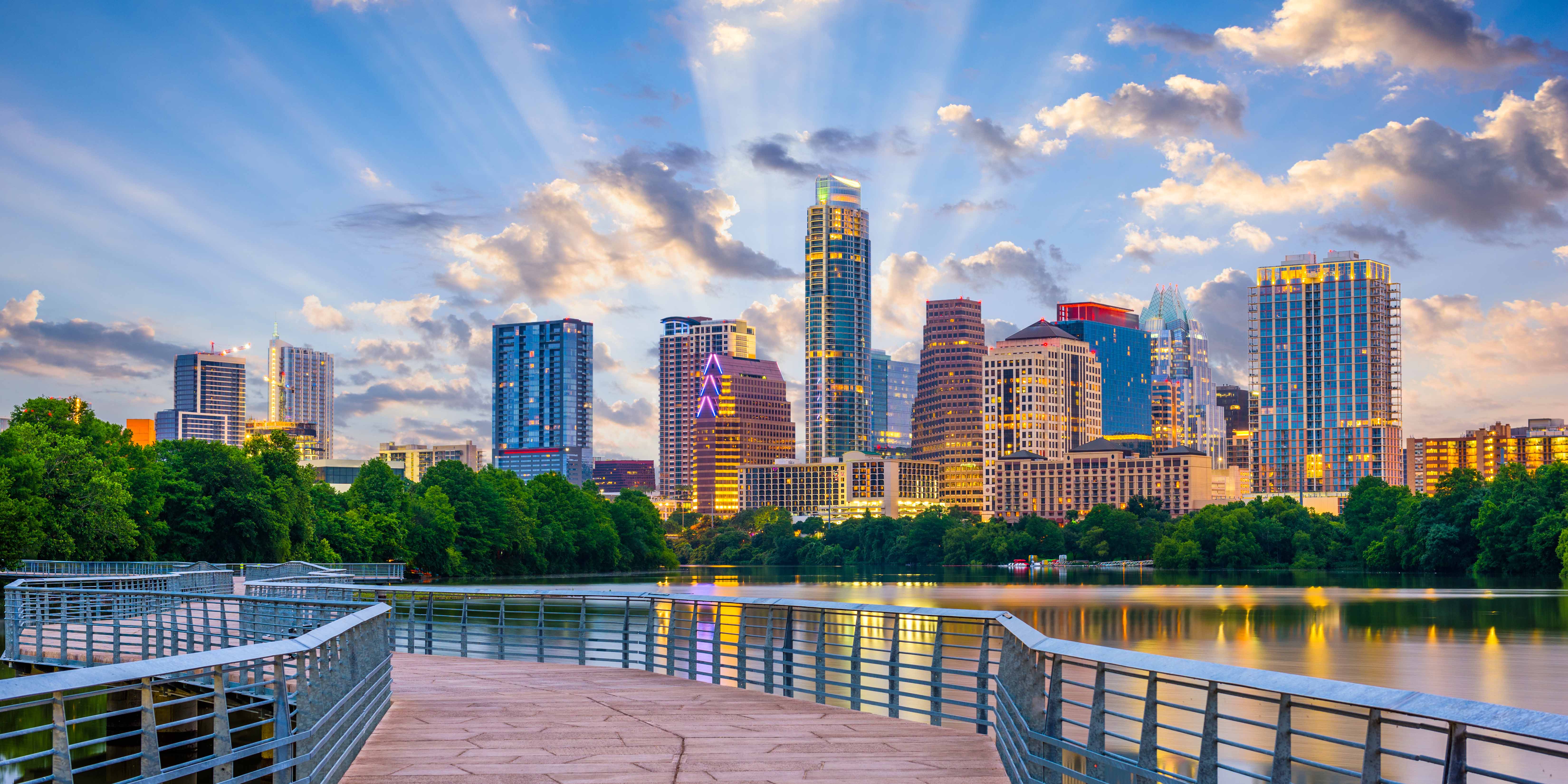 The downtown Austin, Texas skyline and riverwalk