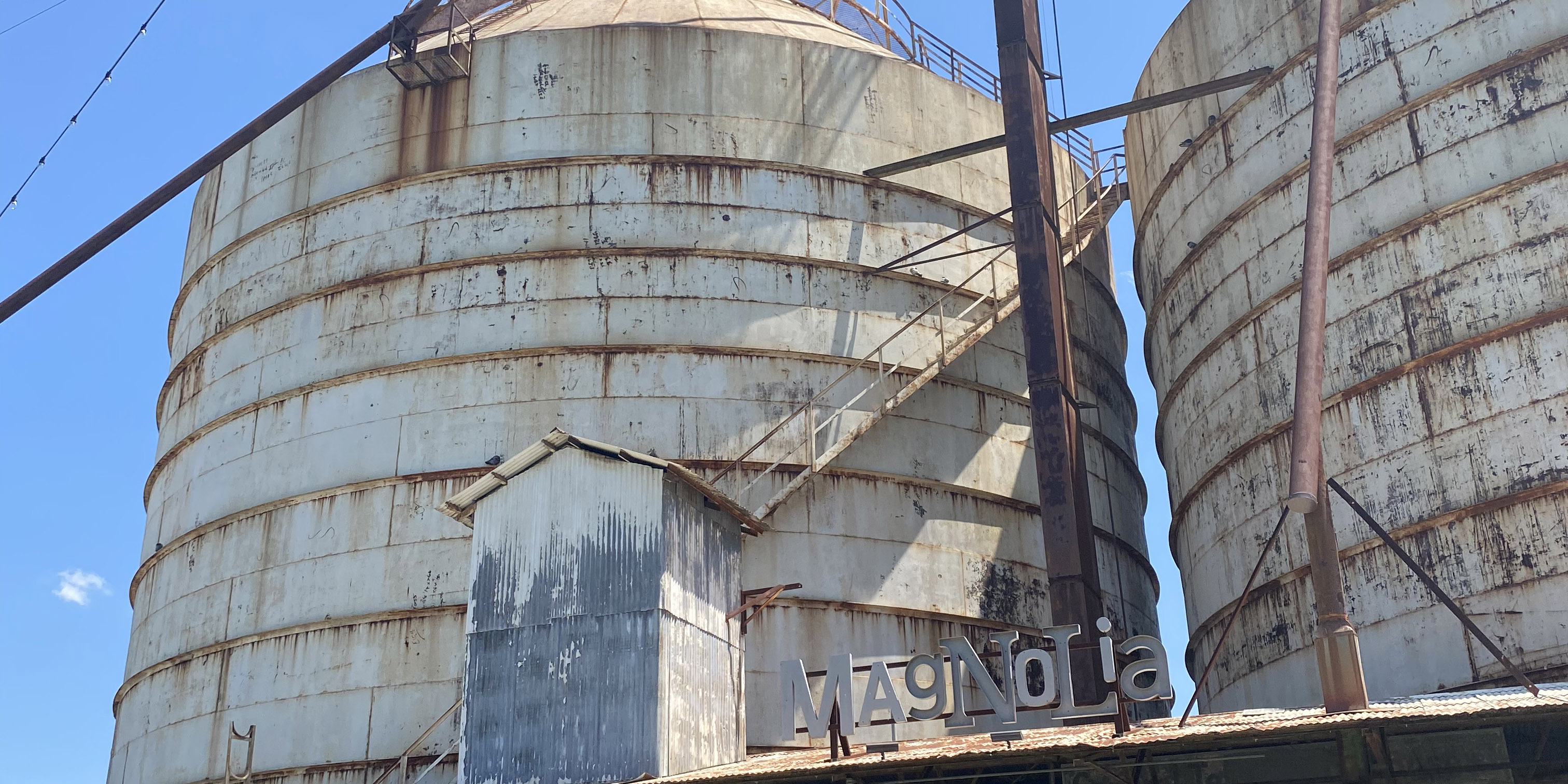 The iconic silos at Magnolia Market in downtown Waco, 5 miles from Camp Fimfo Waco.