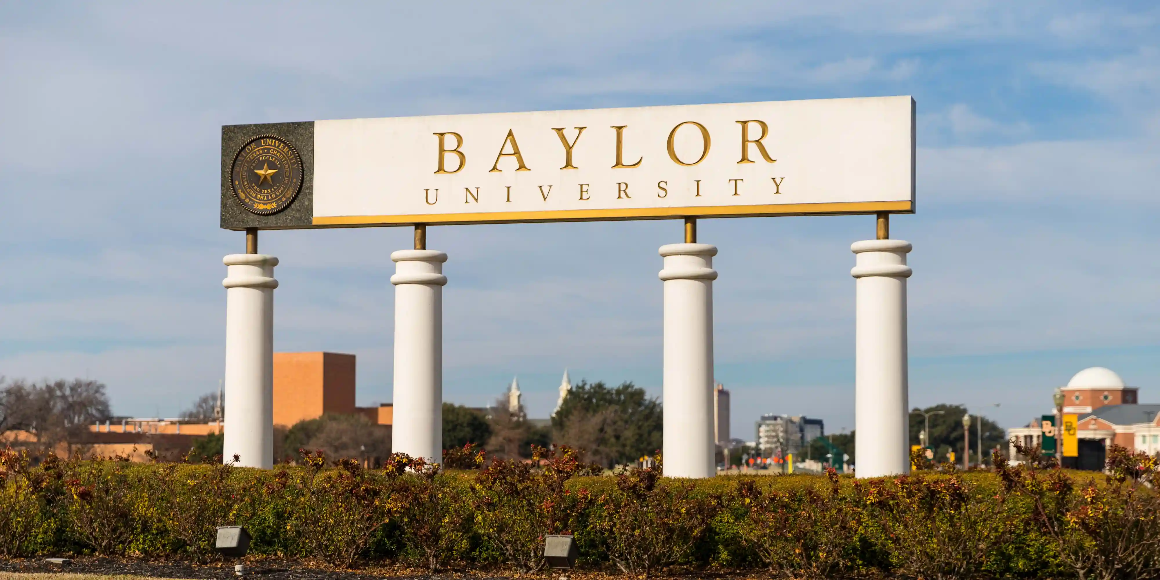 The entrance sign at Baylor University in Waco, TX