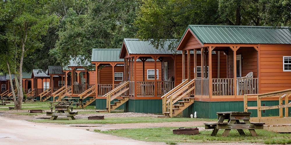 We have a variety of cabins available when camping near Houston!