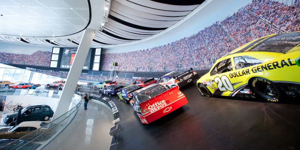 A stop at the NASCAR hall of fame is a must for your Asheville to Charlotte road trip.