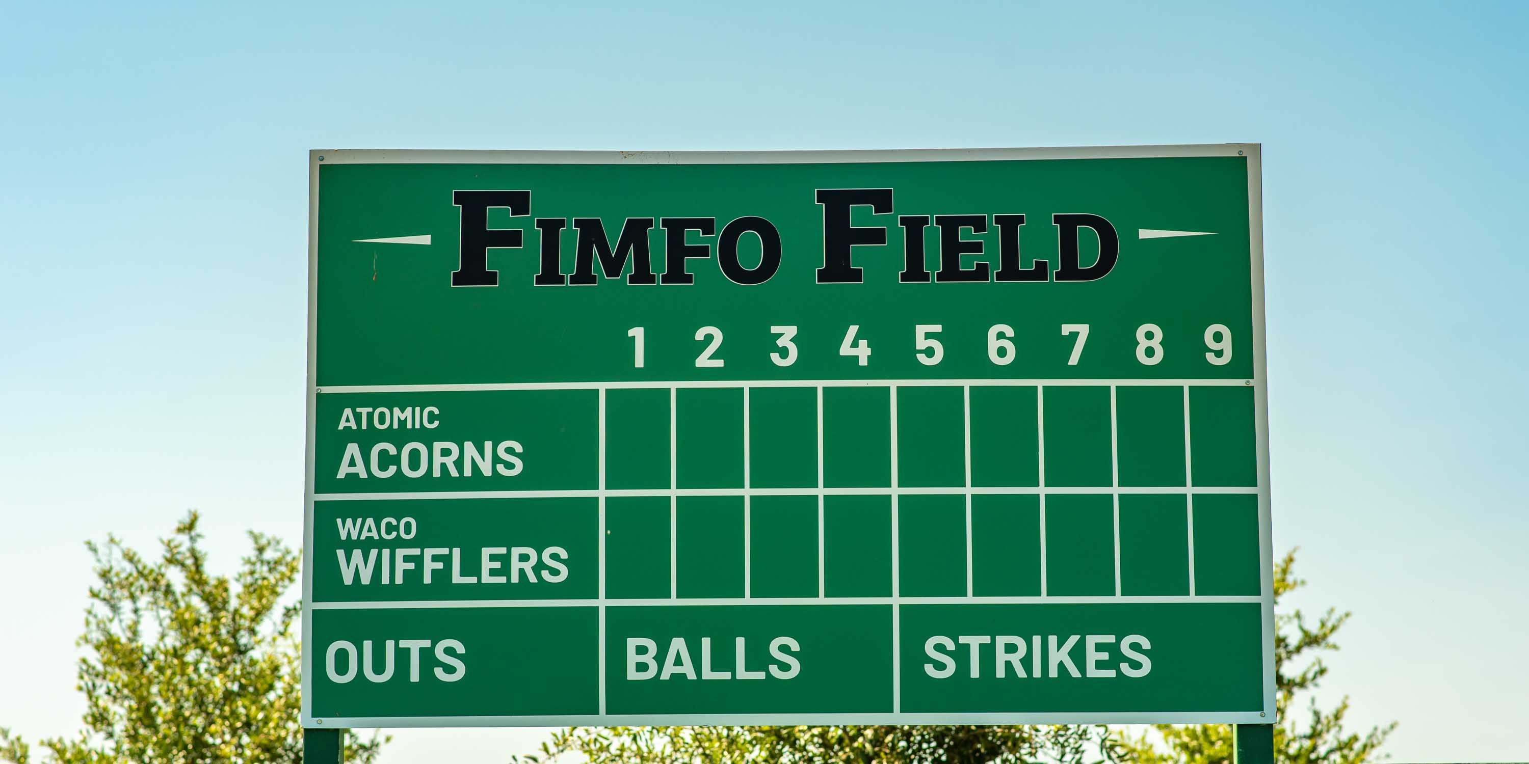 The wiffle ball field at Camp Fimfo Waco, named "Fimfo Field"