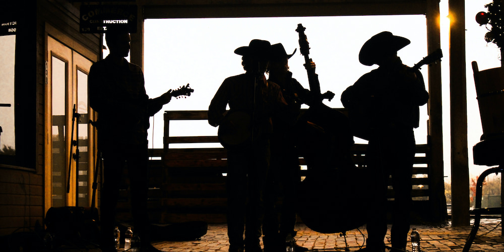 A bluegrass band performing at an Ossipee event.