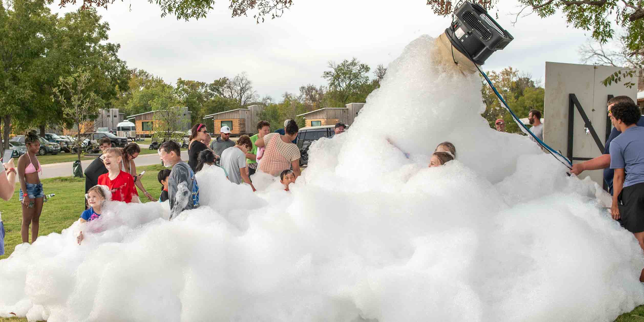 A foam party at Camp Fimfo Waco